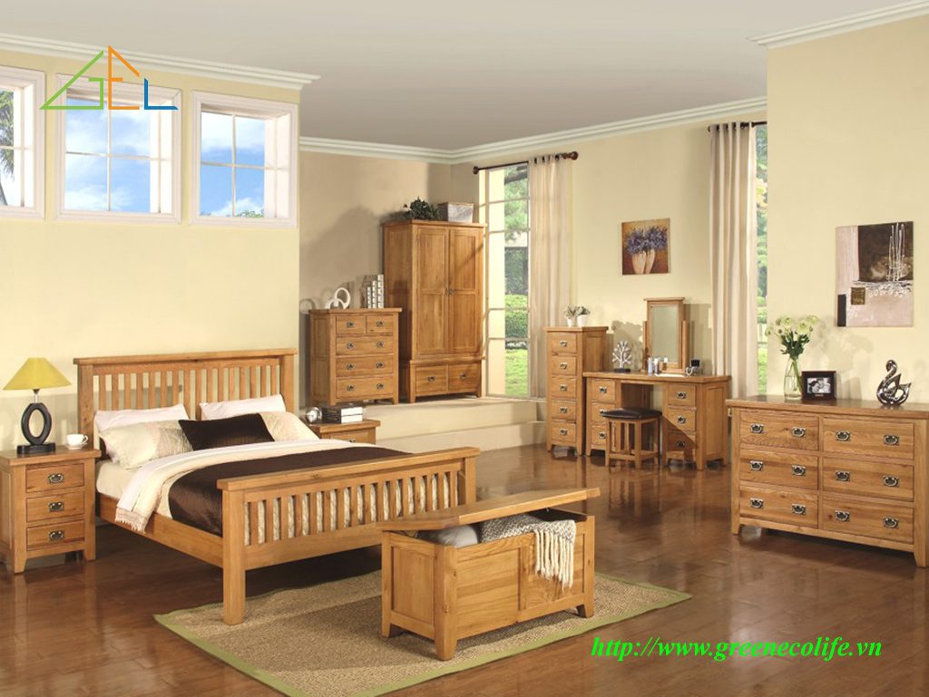 Nội thất phòng ngủ gỗ sồi trắng